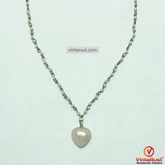 Elegant Calcite Stone Heart Pendant Necklace with Delicate Silver Chain - Picture 14 of 15